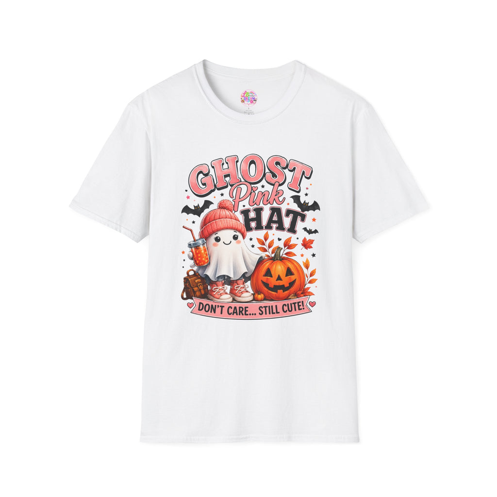 Ghost Pink Hat T-Shirt — Cute Halloween Ghost Pumpkin Design