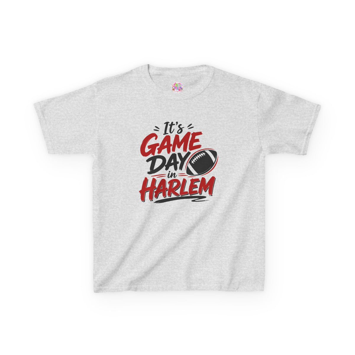 Kids Tee — "It’s Game Day in Harlem" Football Graphic