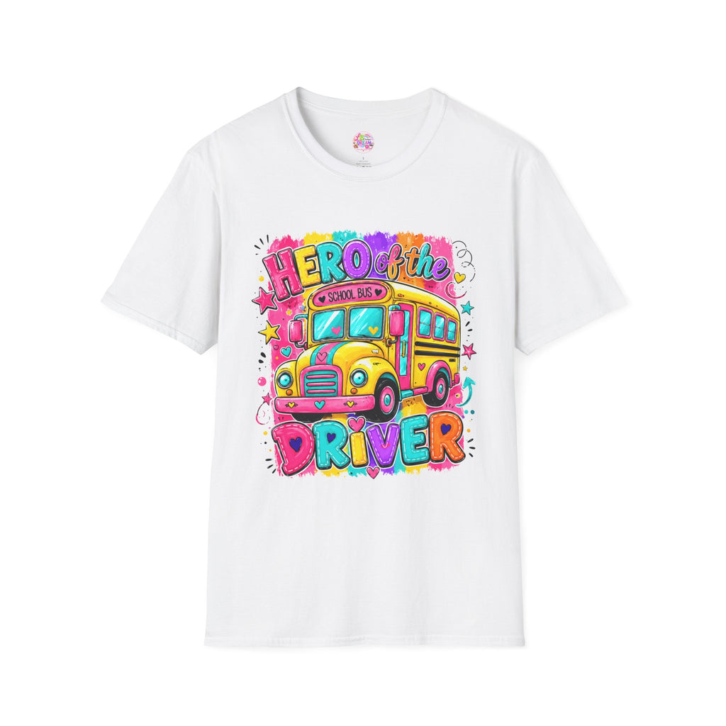 School Bus Driver T-Shirt — 'Hero of the Driver' Colorful Retro Bus Tee