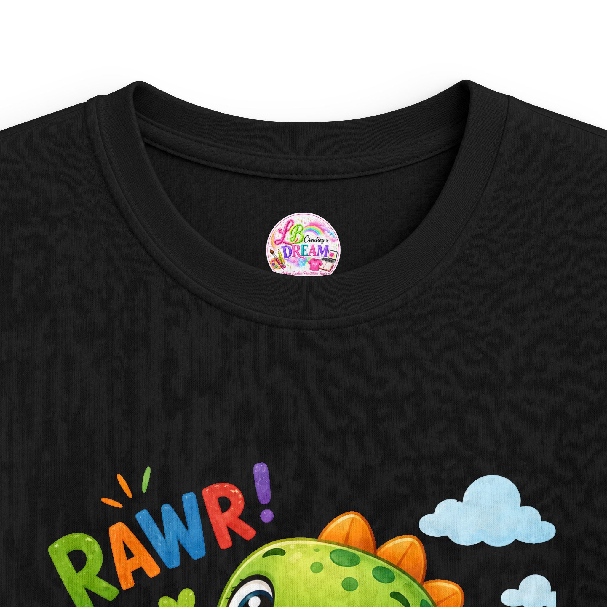Kids Dinosaur Tee — Cute 'RAWR!' Cartoon Dino Shirt for Toddlers & Preschoolers