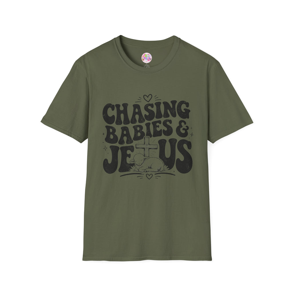Chasing Babies & Jesus T-Shirt — Retro Christian Faith Graphic Tee