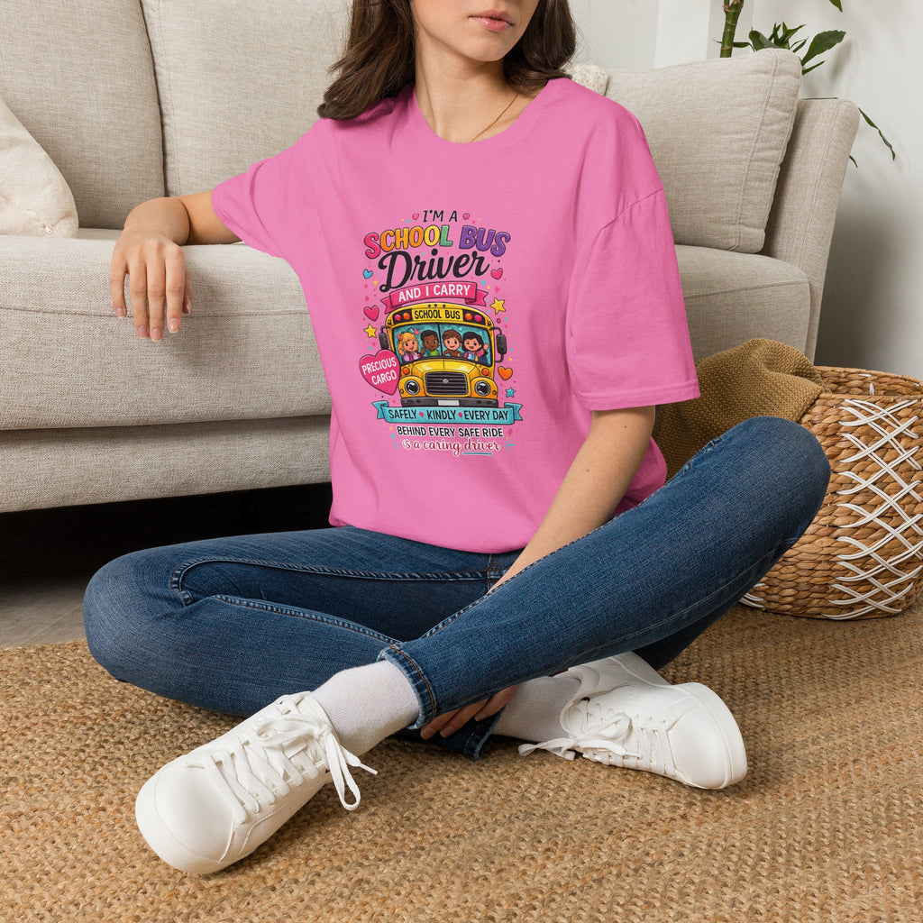 School Bus Driver T-Shirt — “I Carry Precious Cargo” Colorful Graphic Tee