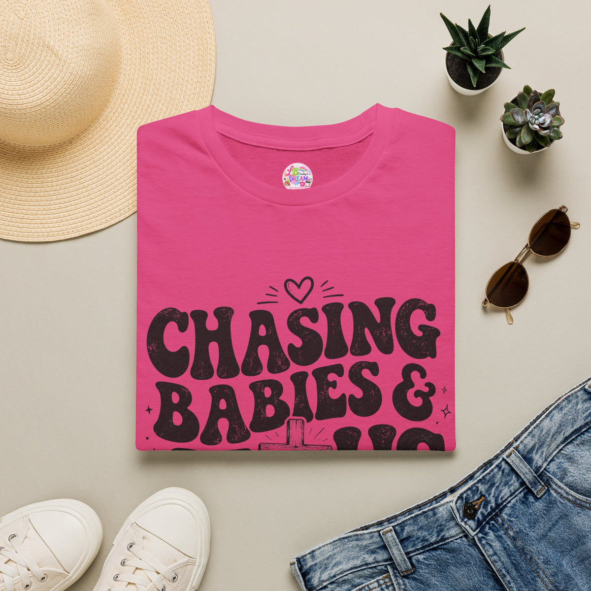 Chasing Babies & Jesus T-Shirt — Retro Christian Faith Graphic Tee