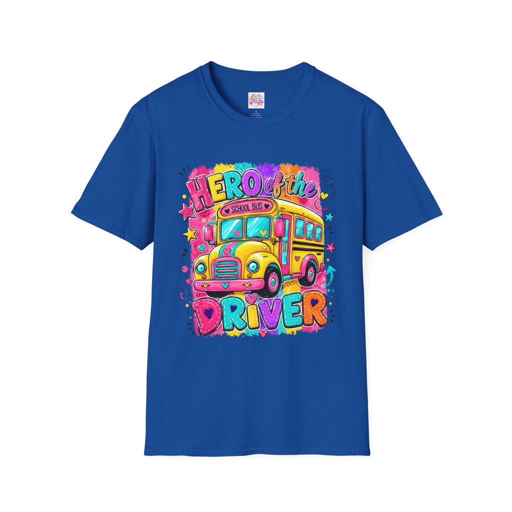 School Bus Driver T-Shirt — 'Hero of the Driver' Colorful Retro Bus Tee