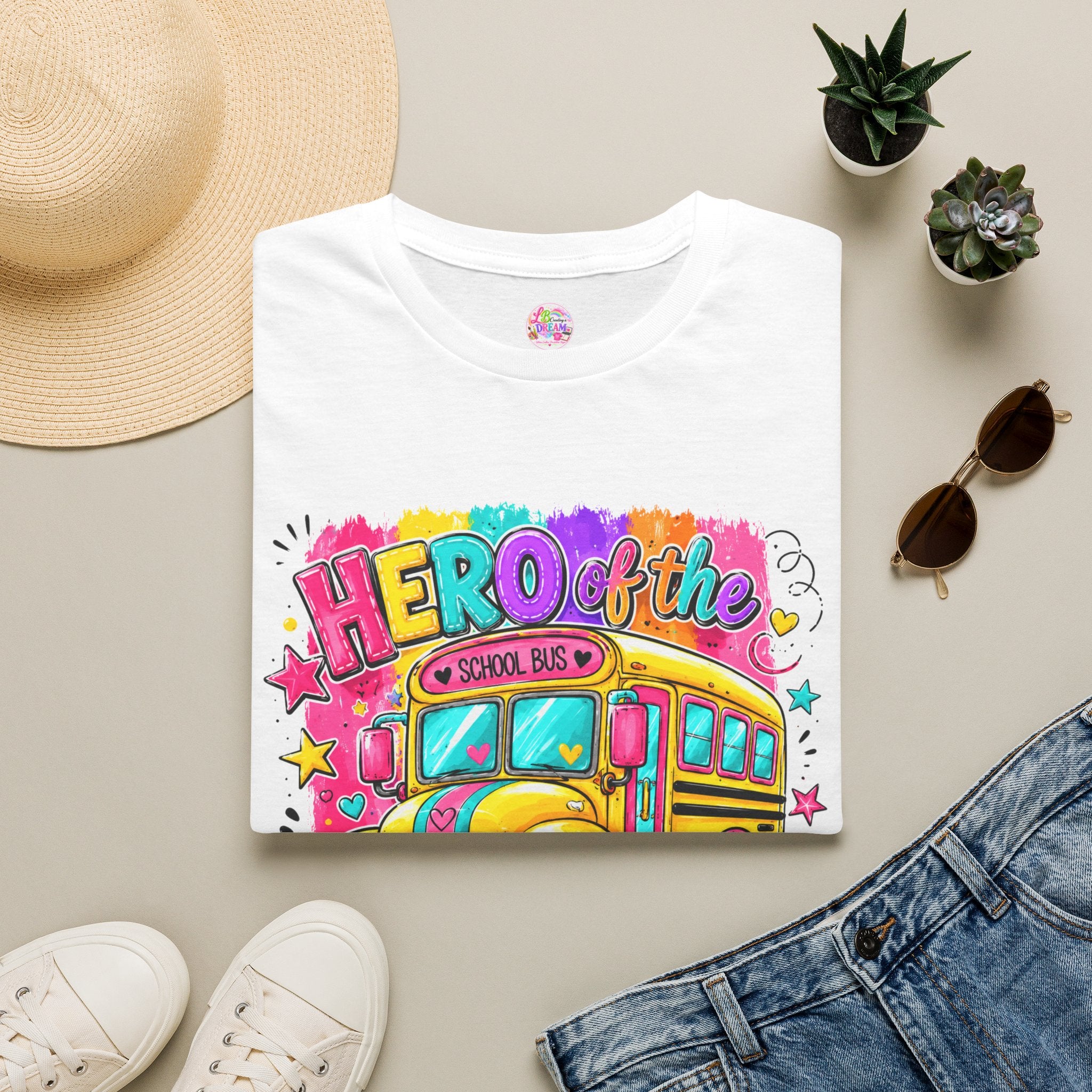 School Bus Driver T-Shirt — 'Hero of the Driver' Colorful Retro Bus Tee