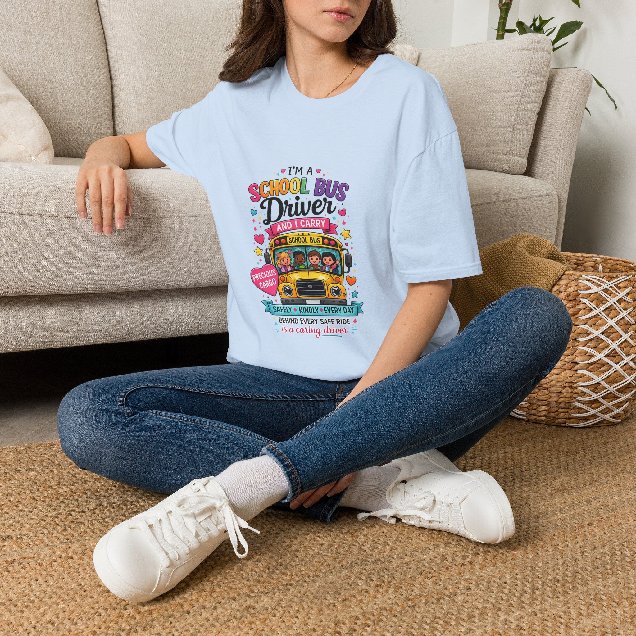 School Bus School Bus Driver T-Shirt — "I'm a School Bus Driver and I Carry Precious Cargo Colorful/School Bus Driver Gift Graphic Tee