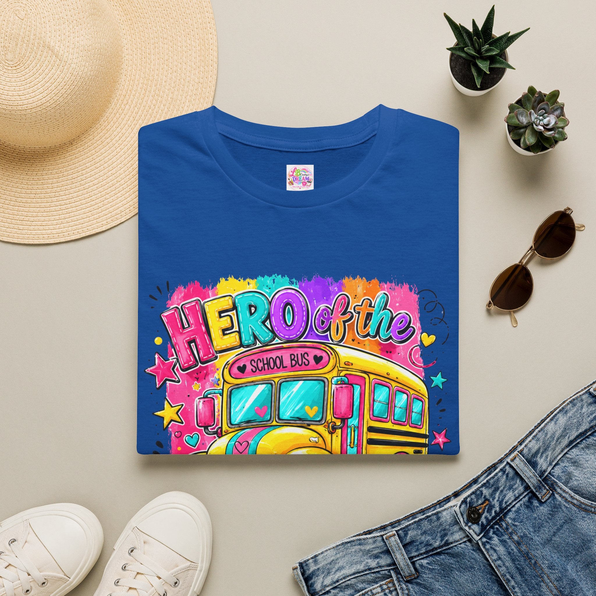 School Bus Driver T-Shirt — 'Hero of the Driver' Colorful Retro Bus Tee