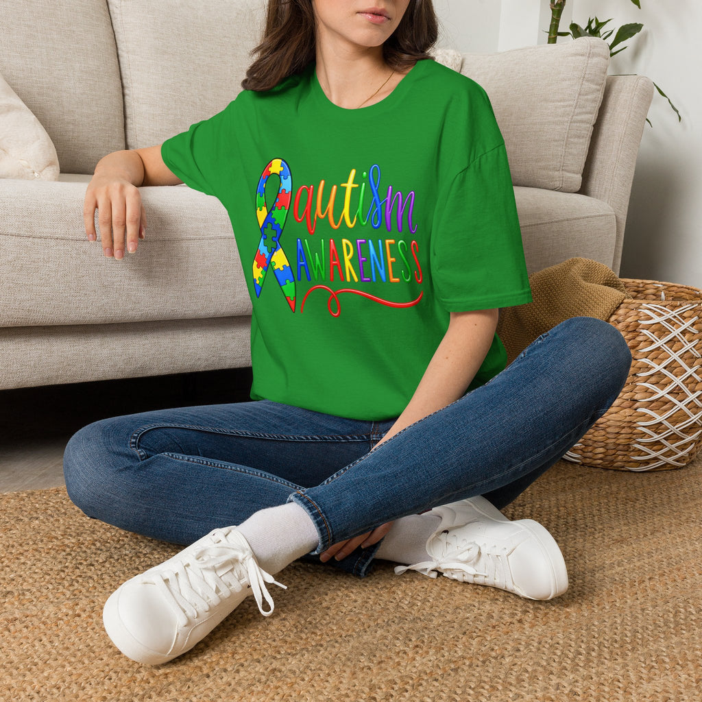Autism Awareness T-Shirt — Colorful Puzzle Ribbon Design