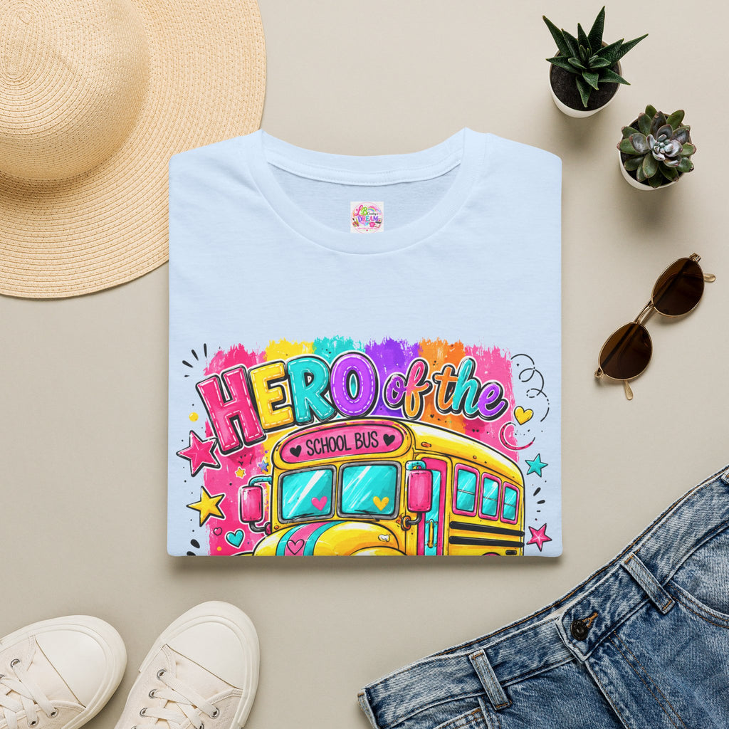 School Bus Driver T-Shirt — 'Hero of the Driver' Colorful Retro Bus Tee