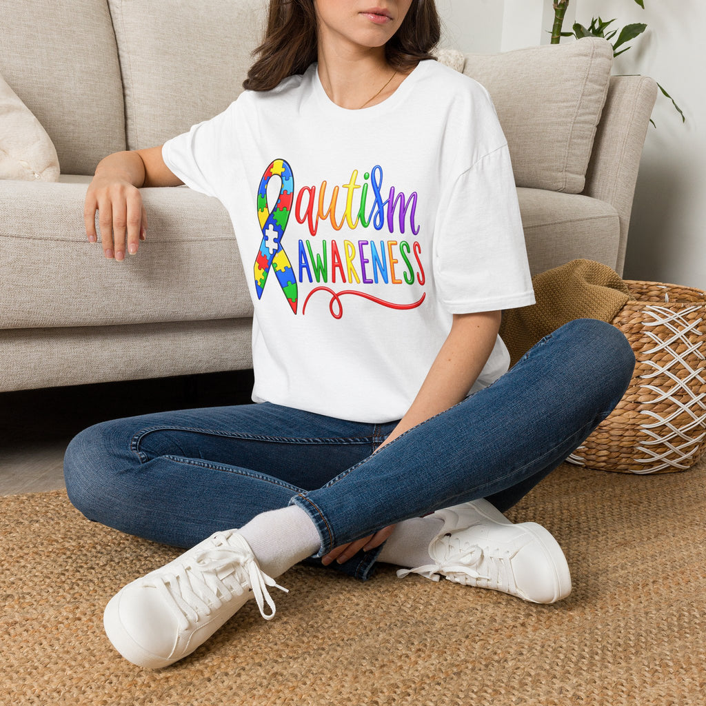 Autism Awareness T-Shirt — Colorful Puzzle Ribbon Design