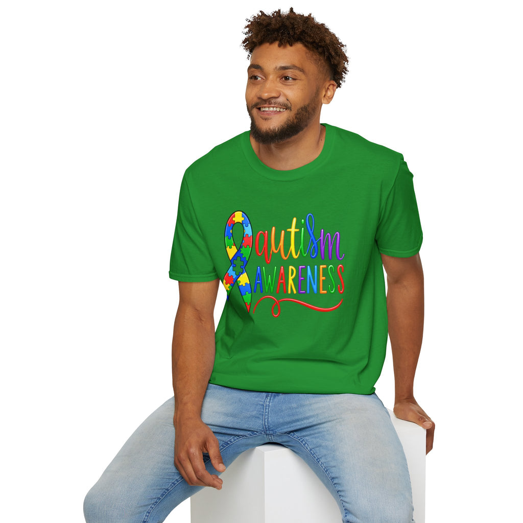 Autism Awareness T-Shirt — Colorful Puzzle Ribbon Design