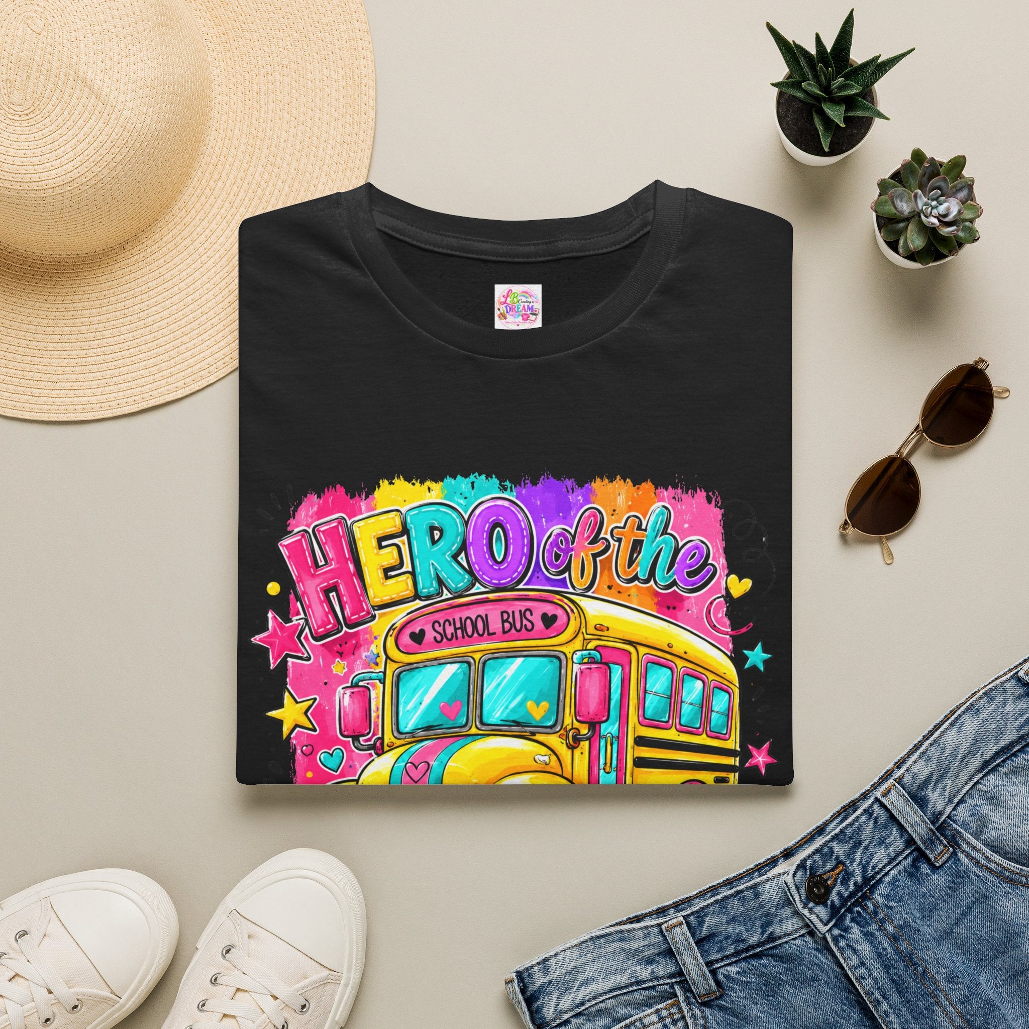 School Bus Driver T-Shirt — 'Hero of the Driver' Colorful Retro Bus Tee