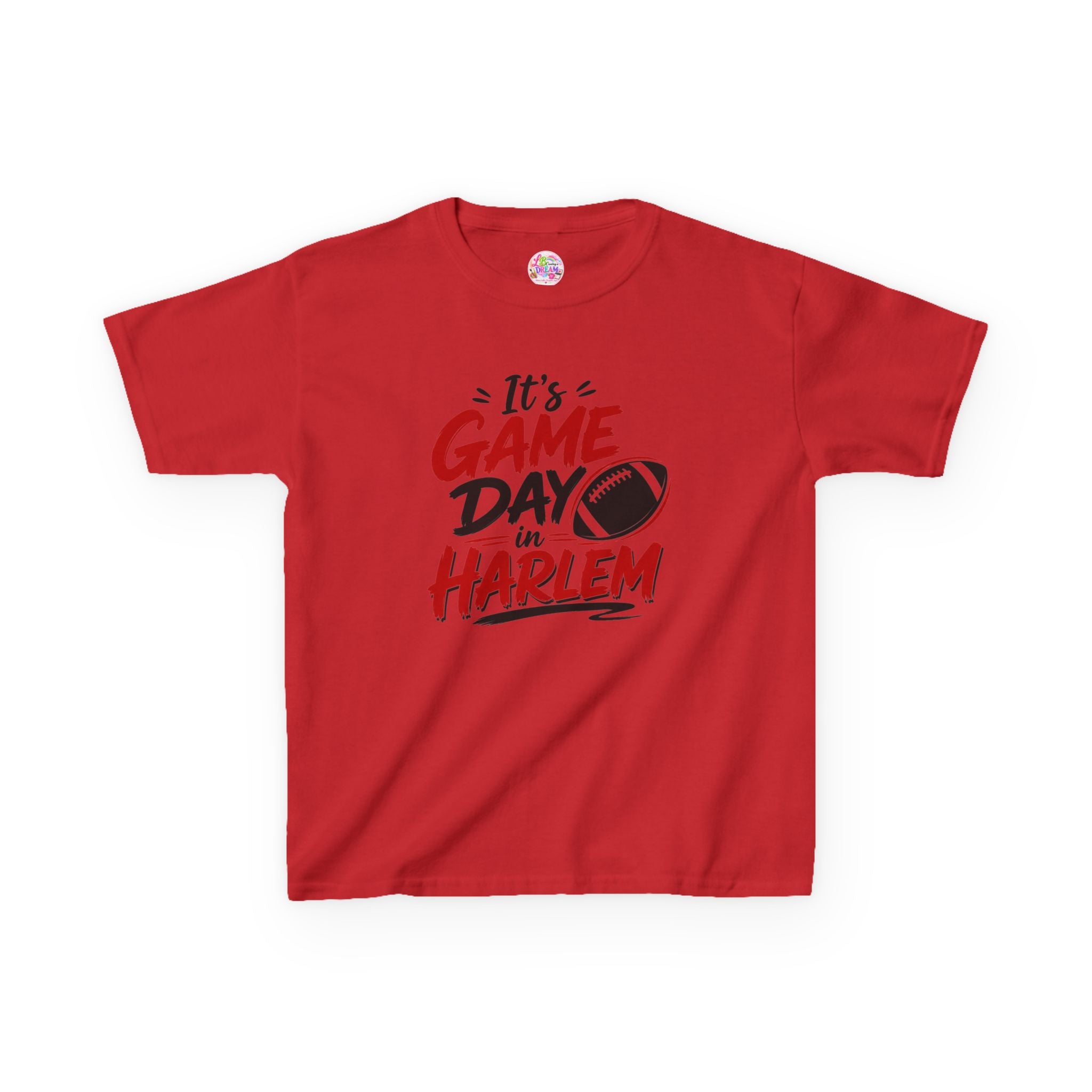 Kids Tee — "It’s Game Day in Harlem" Football Graphic