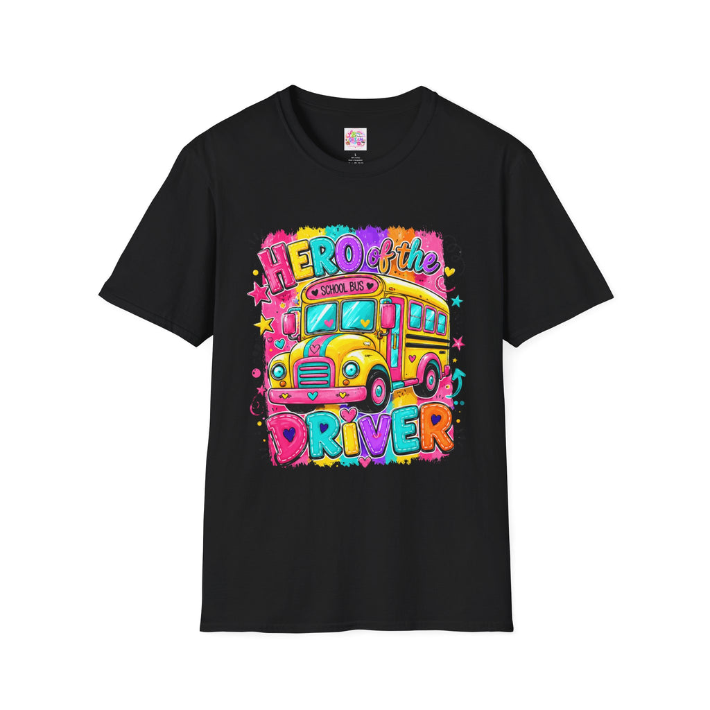 School Bus Driver T-Shirt — 'Hero of the Driver' Colorful Retro Bus Tee