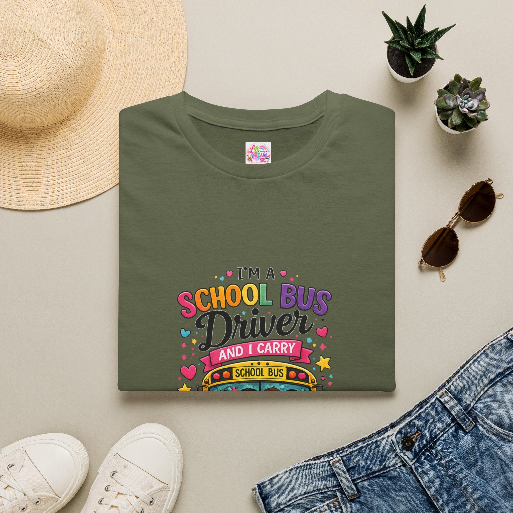School Bus School Bus Driver T-Shirt — "I'm a School Bus Driver and I Carry Precious Cargo Colorful/School Bus Driver Gift Graphic Tee