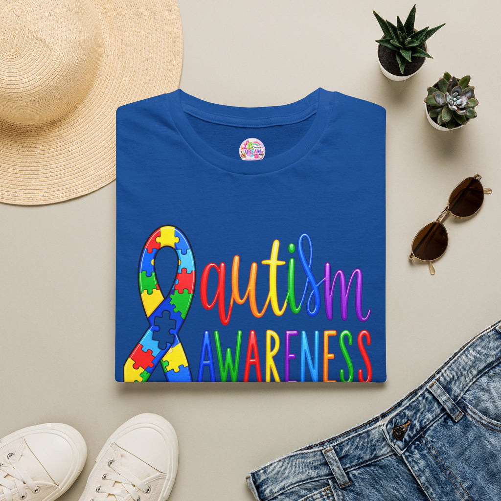 Autism Awareness T-Shirt — Colorful Puzzle Ribbon Design
