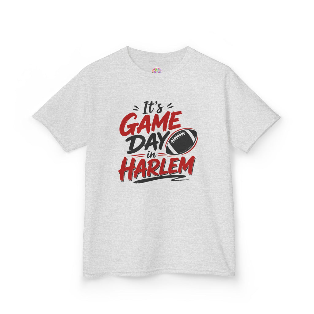 Kids Tee — "It’s Game Day in Harlem" Football Graphic