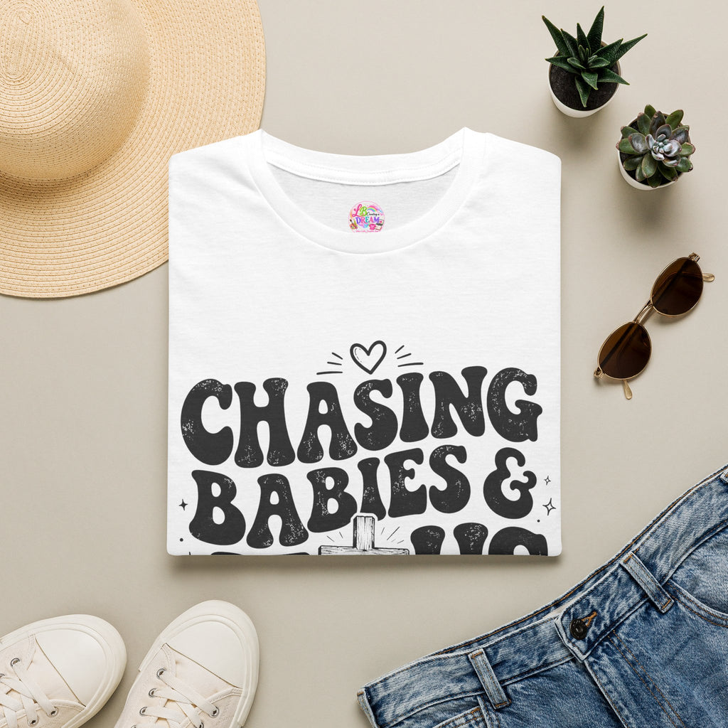 Chasing Babies & Jesus T-Shirt — Retro Christian Faith Graphic Tee