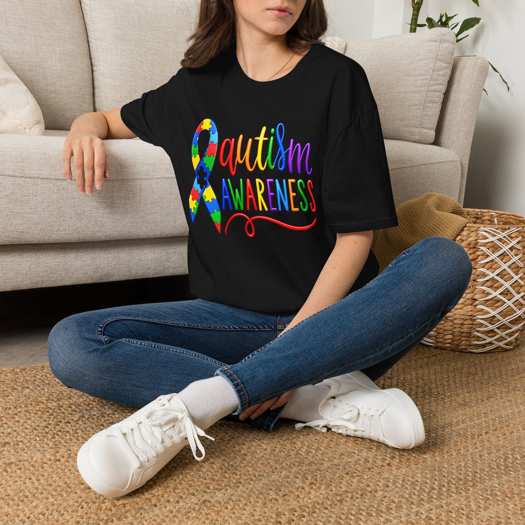 Autism Awareness T-Shirt — Colorful Puzzle Ribbon Design