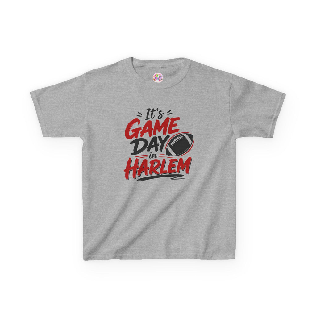 Kids Tee — "It’s Game Day in Harlem" Football Graphic