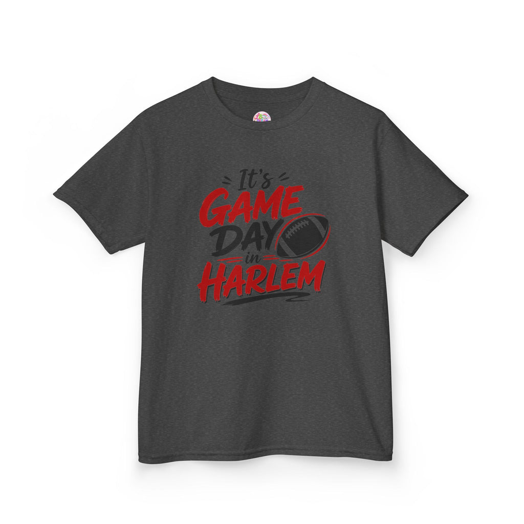 Kids Tee — "It’s Game Day in Harlem" Football Graphic