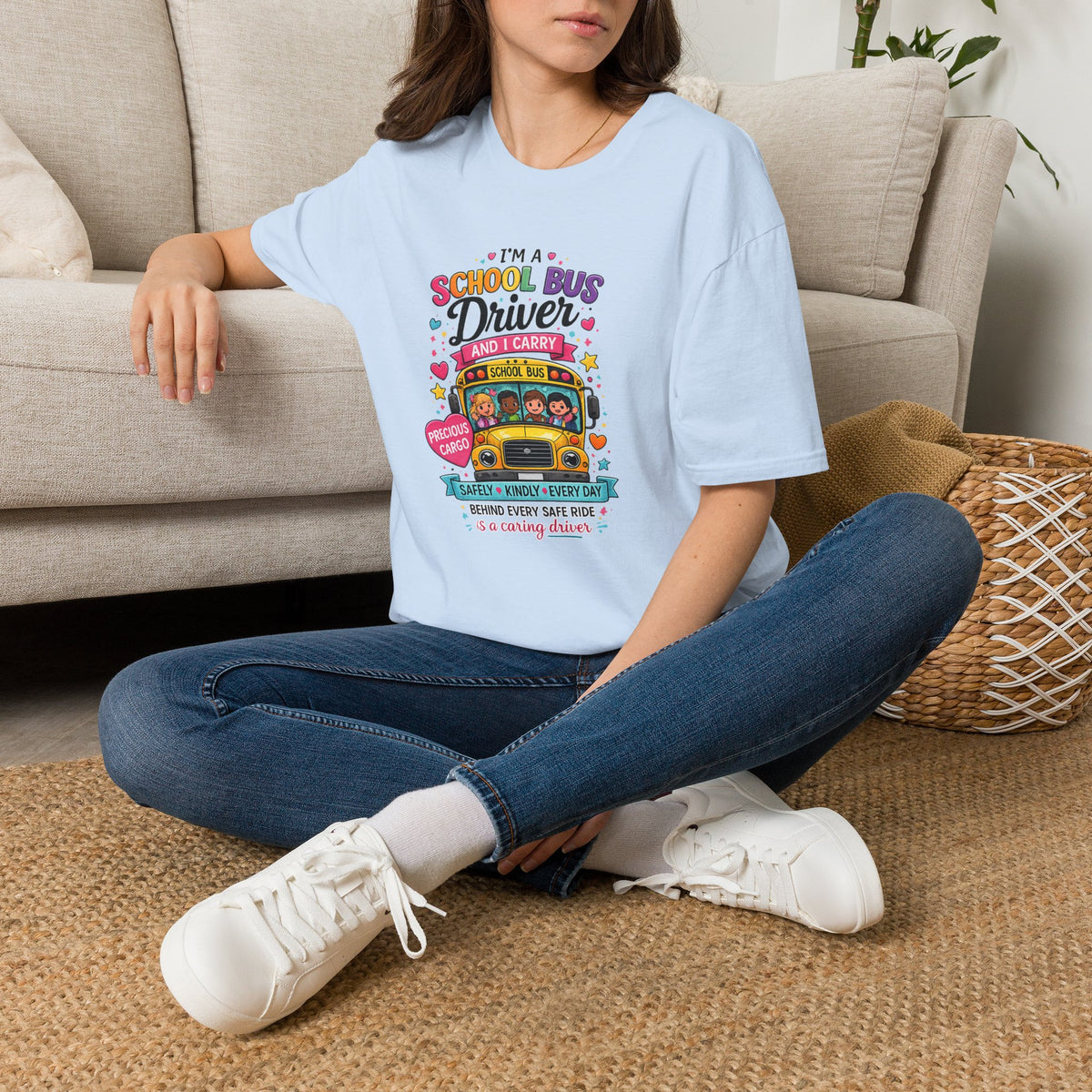 School Bus Driver T-Shirt — “I Carry Precious Cargo” Colorful Graphic Tee