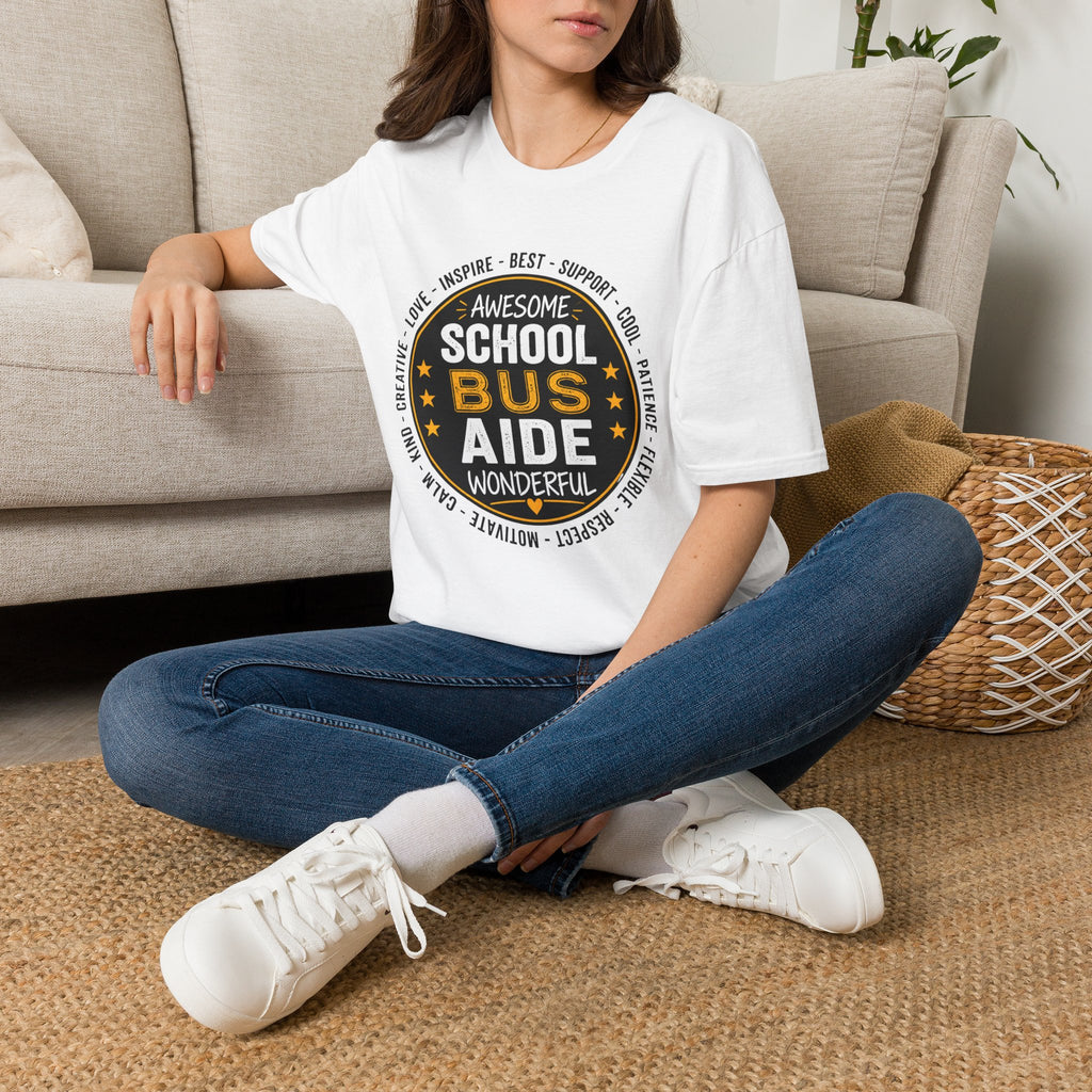 School Bus Aide T-Shirt — "Awesome School Bus" Appreciation Tee for Drivers & Aides