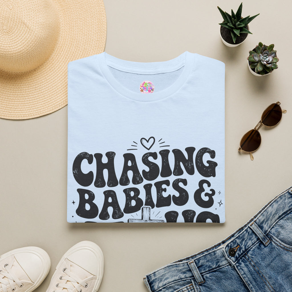 Chasing Babies & Jesus T-Shirt — Retro Christian Faith Graphic Tee
