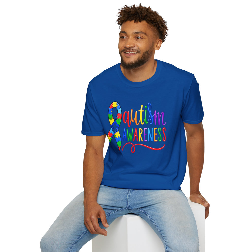 Autism Awareness T-Shirt — Colorful Puzzle Ribbon Design