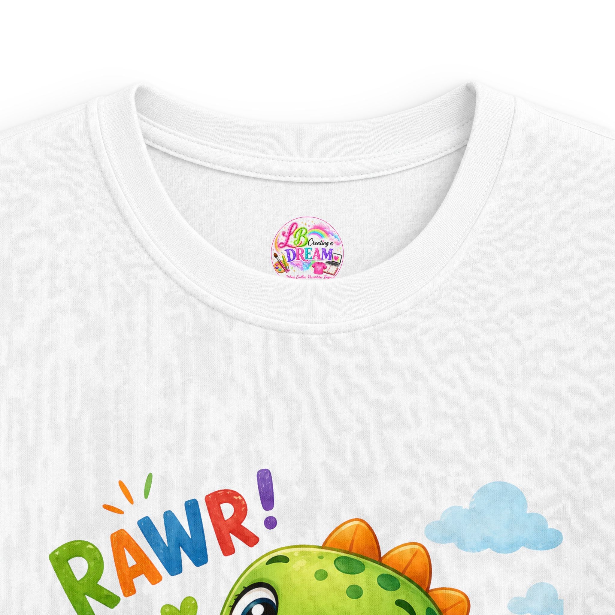 Kids Dinosaur Tee — Cute 'RAWR!' Cartoon Dino Shirt for Toddlers & Preschoolers
