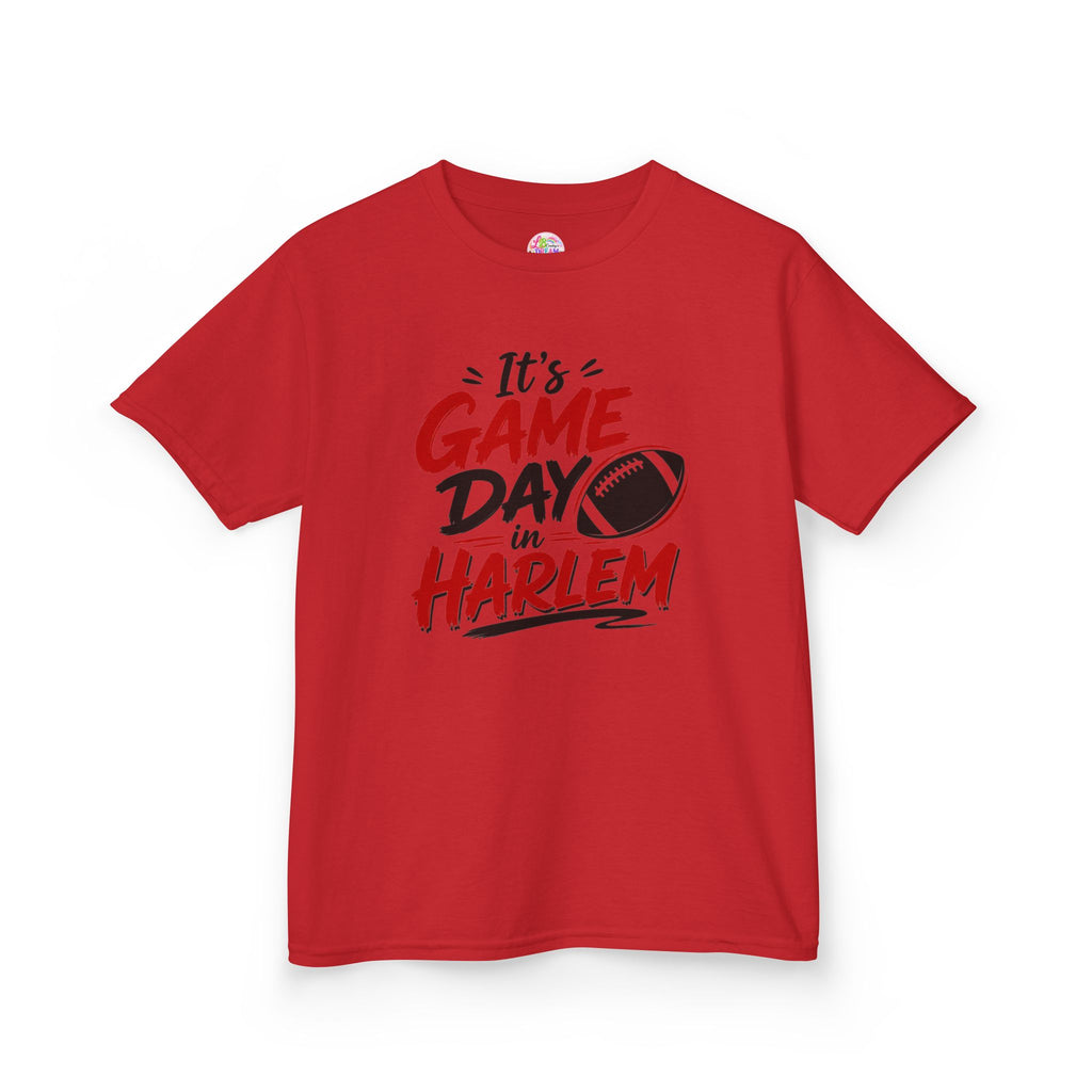 Kids Tee — "It’s Game Day in Harlem" Football Graphic
