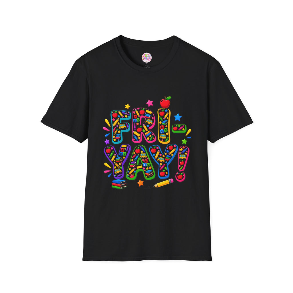 Fri-Yay T-Shirt – Colorful Teacher, Bus Driver & Bus Aide Graphic Tee