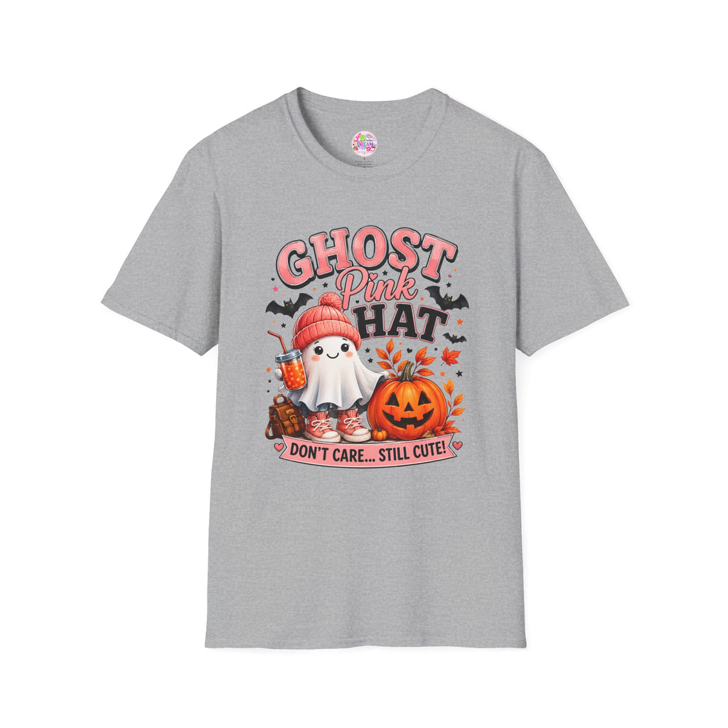Ghost Pink Hat T-Shirt — Cute Halloween Ghost Pumpkin Design
