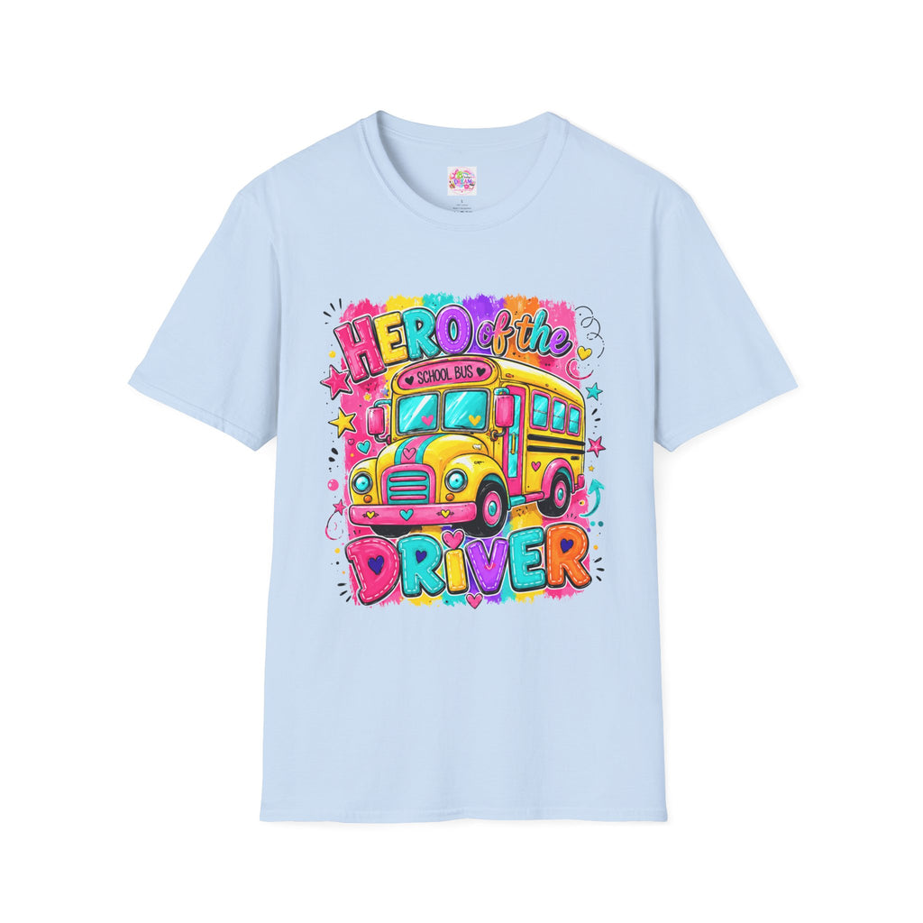 School Bus Driver T-Shirt — 'Hero of the Driver' Colorful Retro Bus Tee