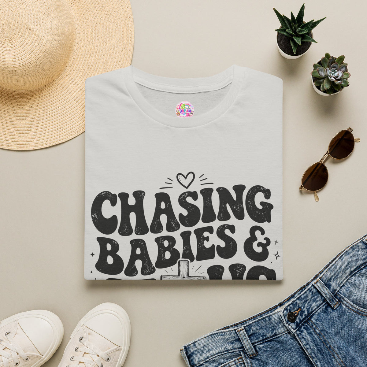 Chasing Babies & Jesus T-Shirt — Retro Christian Faith Graphic Tee