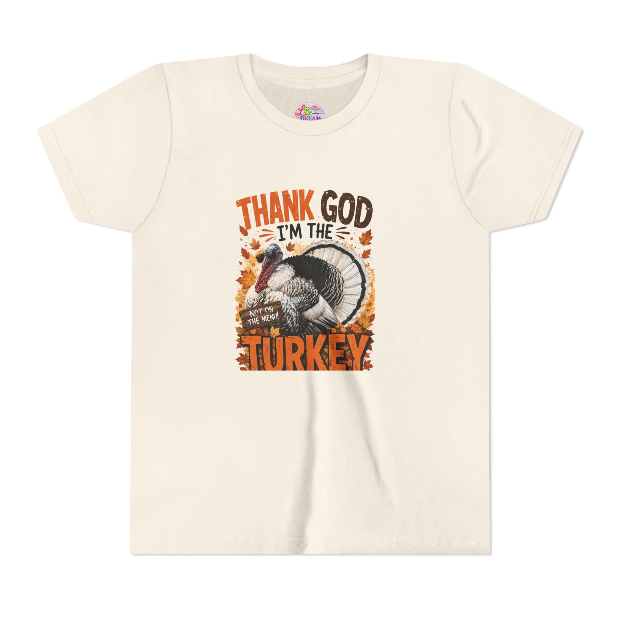 Youth Tee - "Thank God I'm the Turkey" Thanksgiving Turkey Kids Shirt