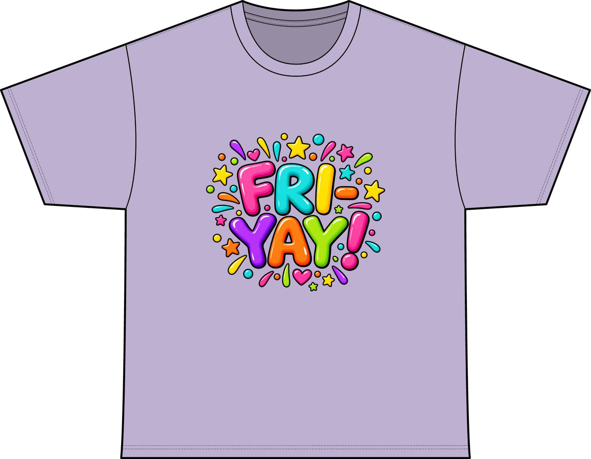 Fri-Yay! Botanical Dyed T‑Shirt — Colorful Fun Graphic Tee