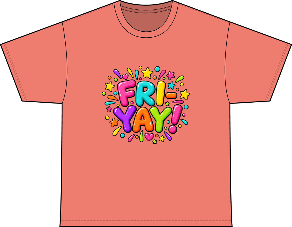 Fri-Yay! Botanical Dyed T‑Shirt — Colorful Fun Graphic Tee