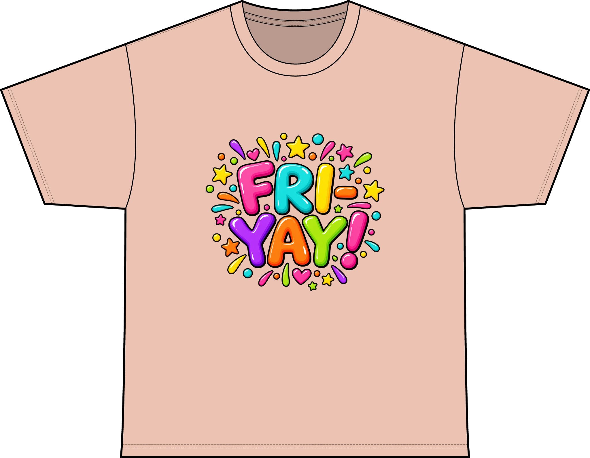 Fri-Yay! Botanical Dyed T‑Shirt — Colorful Fun Graphic Tee