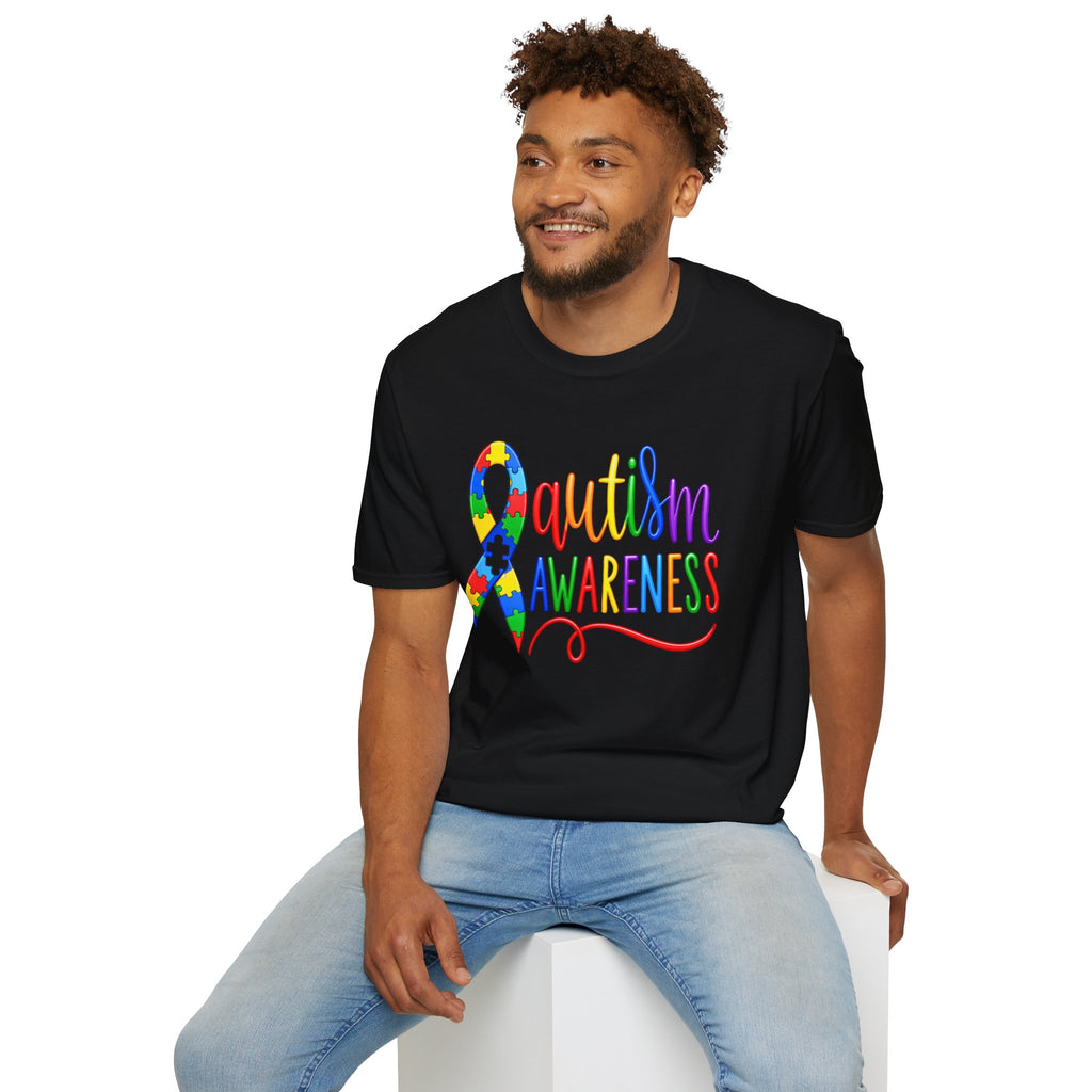 Autism Awareness T-Shirt — Colorful Puzzle Ribbon Design