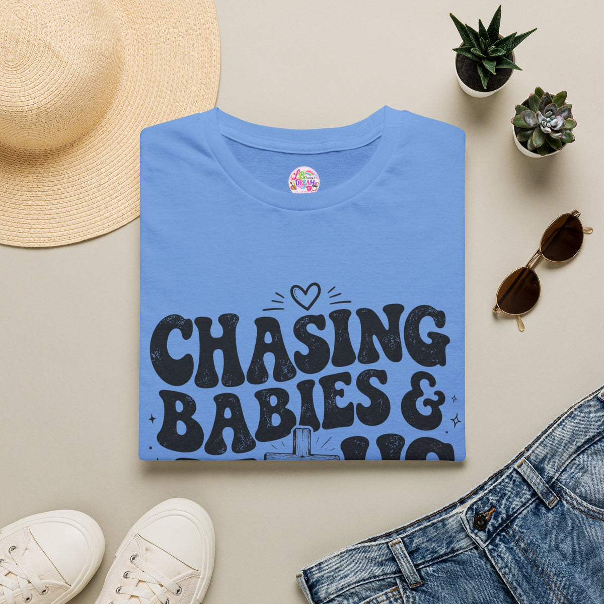 Chasing Babies & Jesus T-Shirt — Retro Christian Faith Graphic Tee