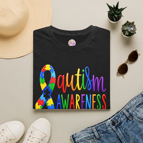 Autism Awareness T-Shirt — Colorful Puzzle Ribbon Design