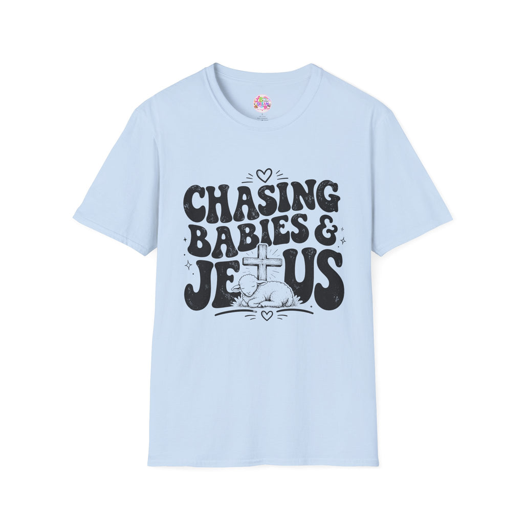 Chasing Babies & Jesus T-Shirt — Retro Christian Faith Graphic Tee