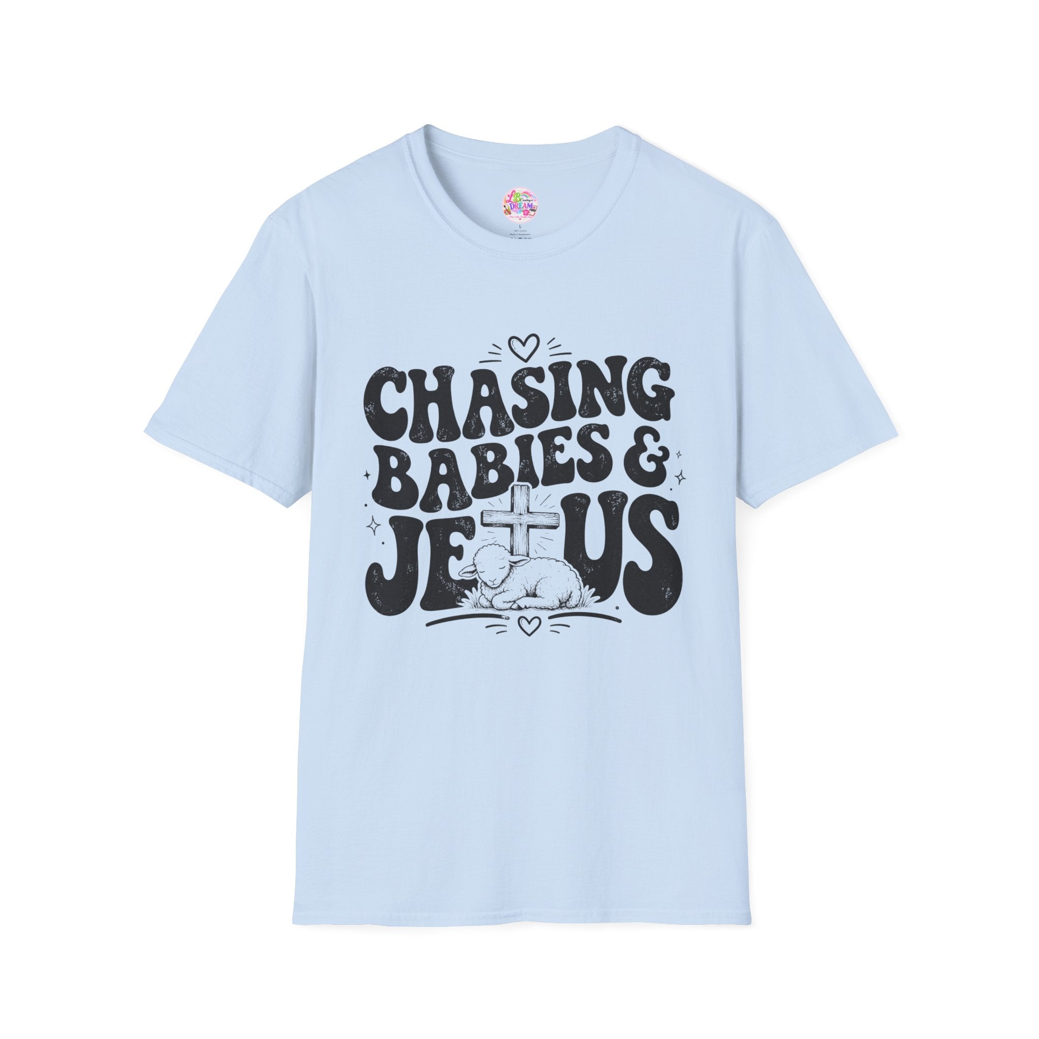 Chasing Babies & Jesus T-Shirt — Retro Christian Faith Graphic Tee