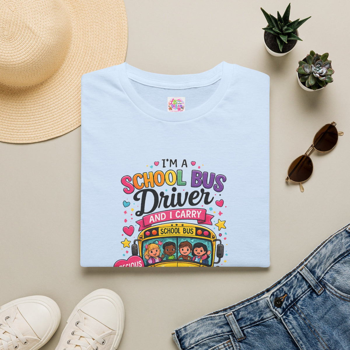 School Bus Driver T-Shirt — “I Carry Precious Cargo” Colorful Graphic Tee