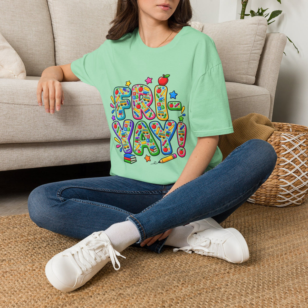 Fri-Yay T-Shirt – Colorful Teacher, Bus Driver & Bus Aide Graphic Tee