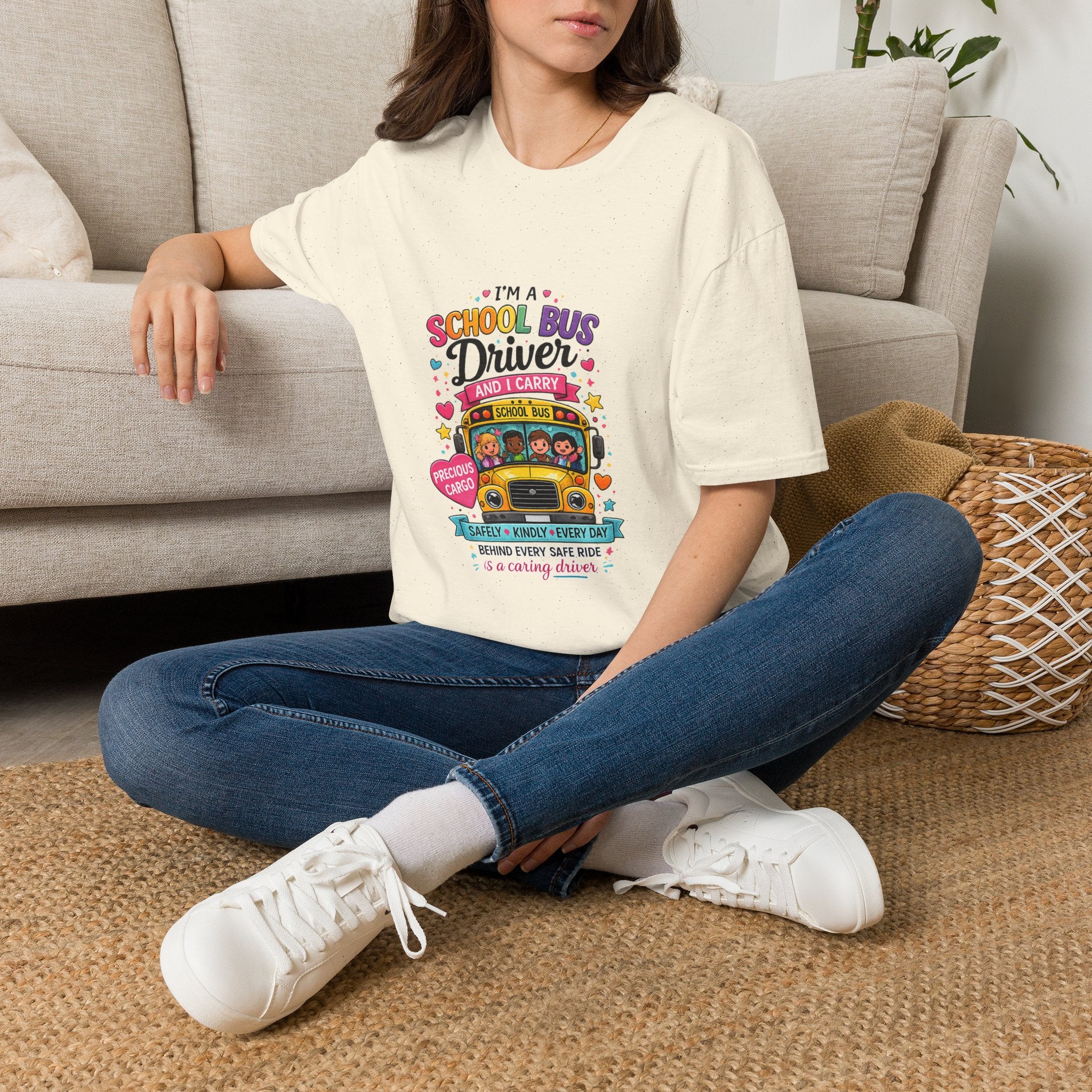School Bus School Bus Driver T-Shirt — "I'm a School Bus Driver and I Carry Precious Cargo Colorful/School Bus Driver Gift Graphic Tee