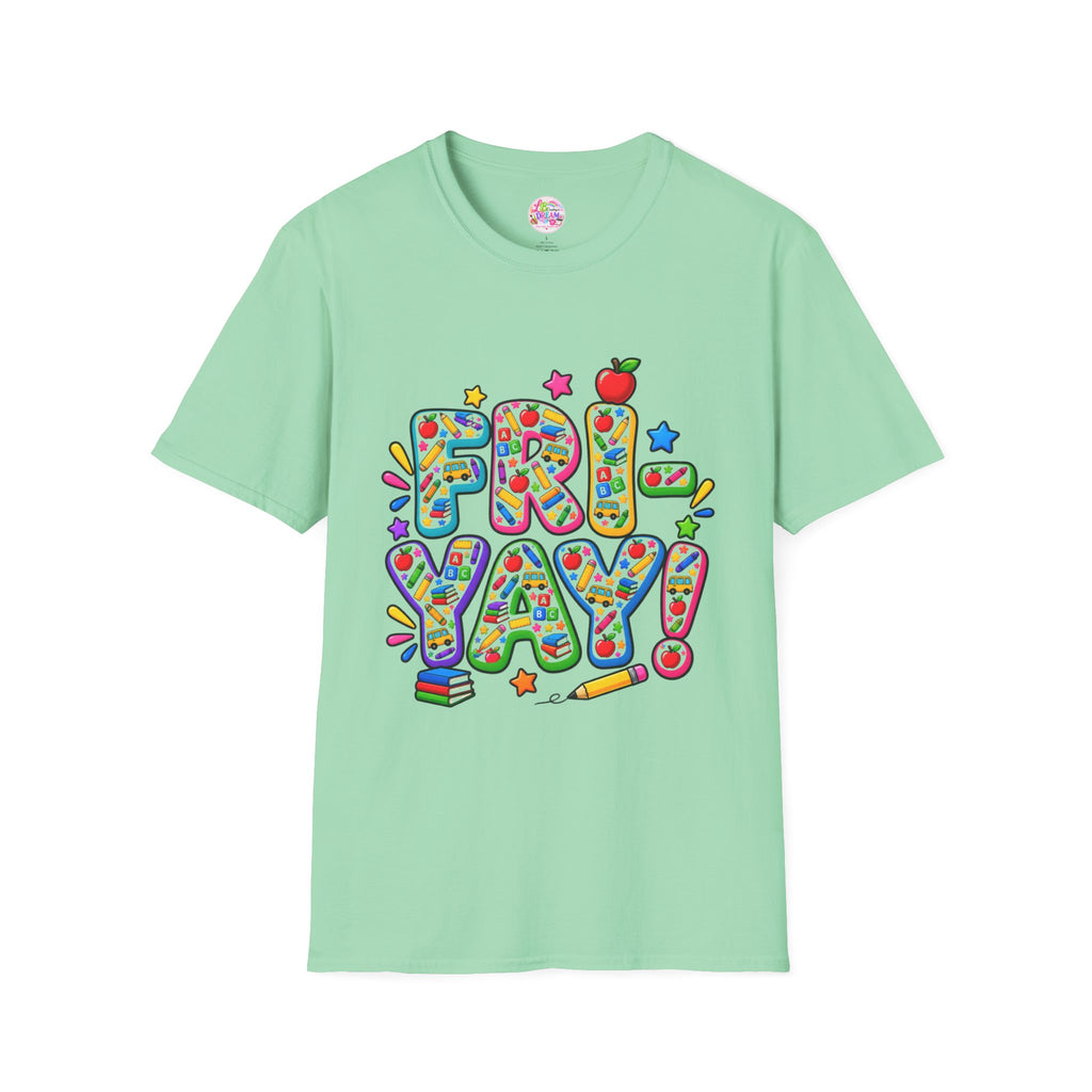 Fri-Yay T-Shirt – Colorful Teacher, Bus Driver & Bus Aide Graphic Tee