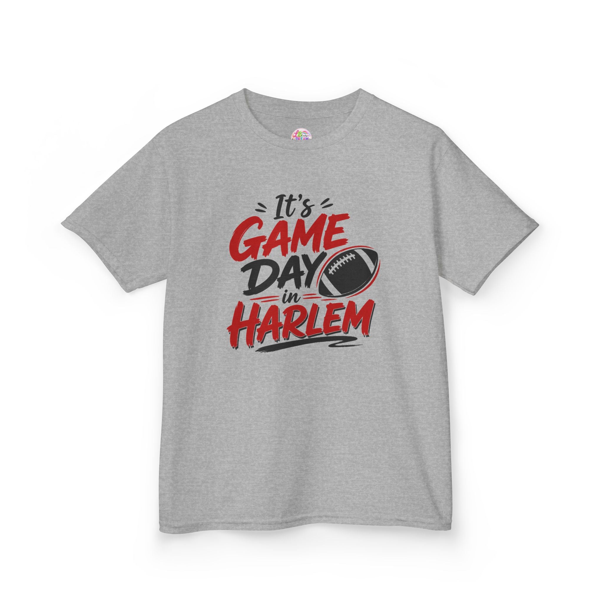 Kids Tee — "It’s Game Day in Harlem" Football Graphic