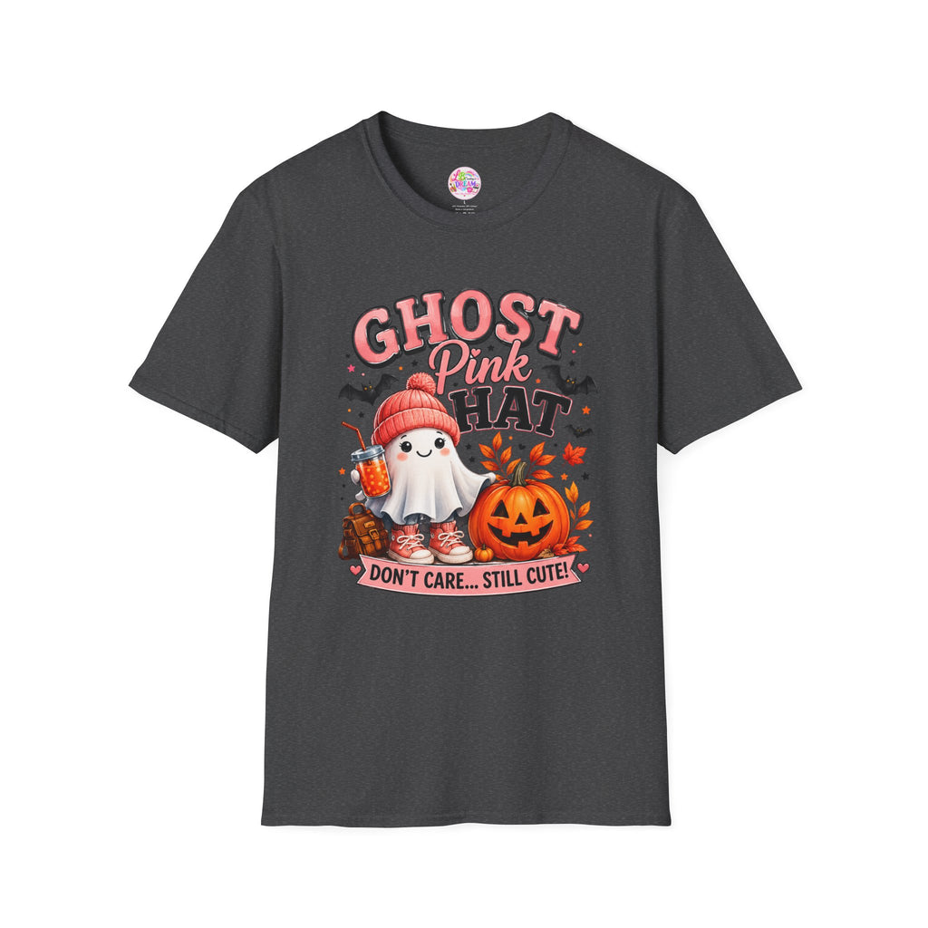 Ghost Pink Hat T-Shirt — Cute Halloween Ghost Pumpkin Design